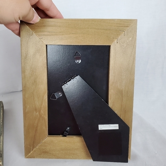 Lot of 2 floral decor wood BoHo photo frames rustic Natural Whimsicle - Picture 10 of 12